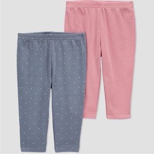 NWT Carters Baby Girls 2 pack Dot Pants - Pink/Gray